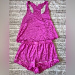 Victoria's Secret Hot Pink Satin Sleep Set - Tank & Shorts